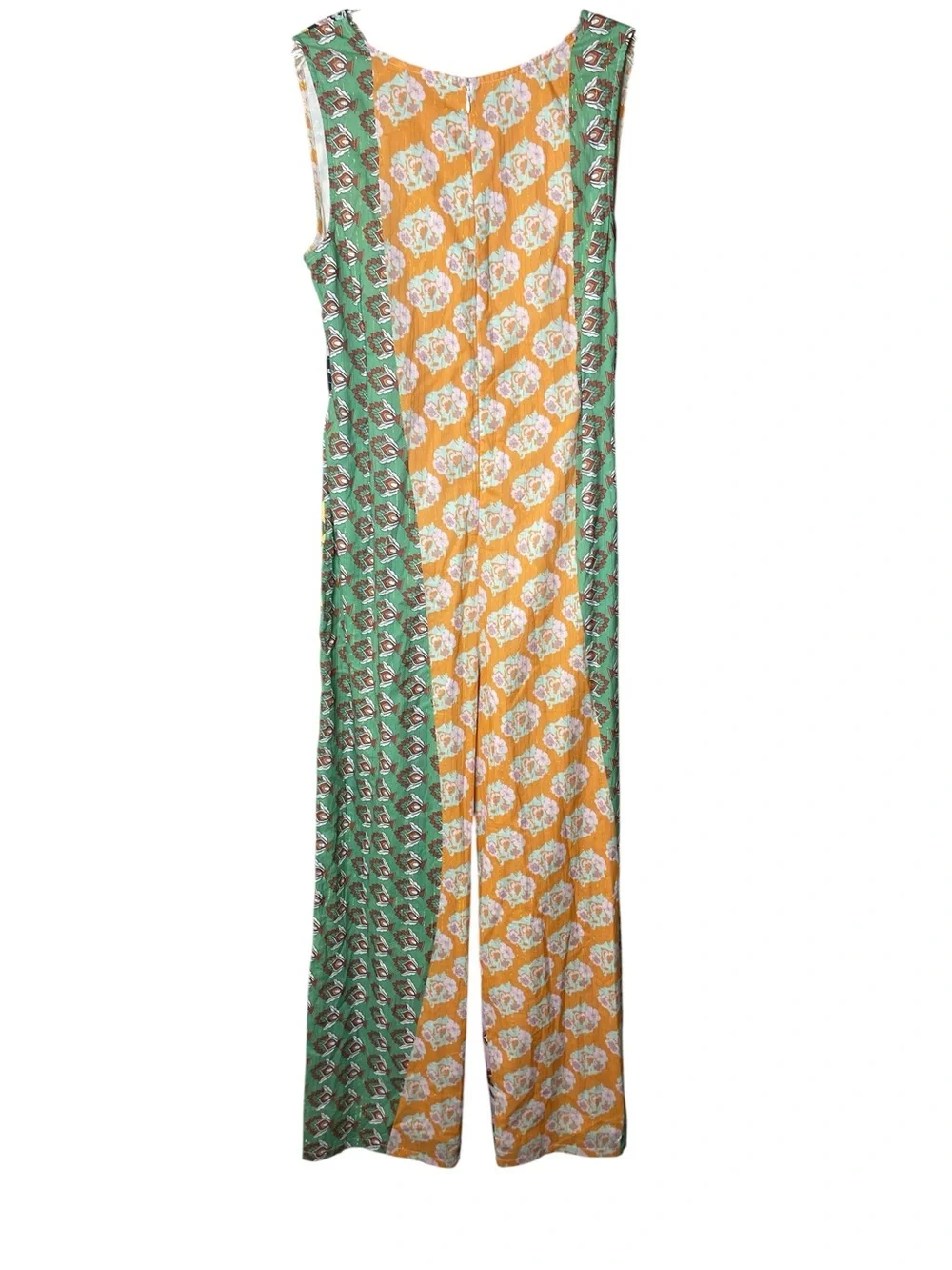Anthropology Llani Floral Patchwork Cutout Jumpsuit in Pink, Navy & Yellow Sz M - Picture 5 of 9
